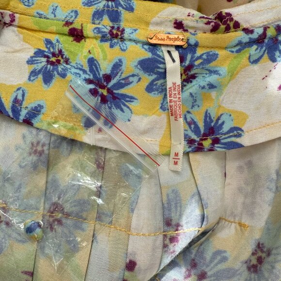 NWT Free People Sugar Crush Mini Dress Women's Medium Lemon Combo Floral Flowy - Picture 14 of 16